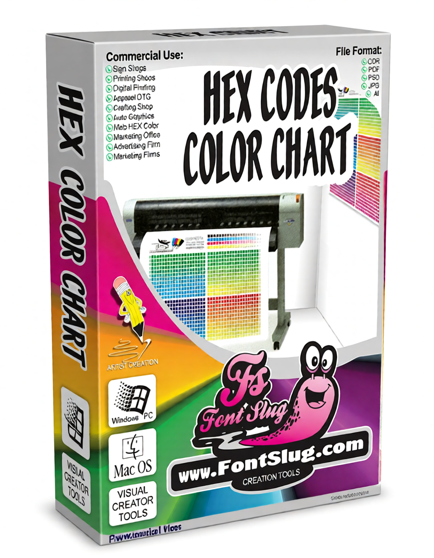 HEX Color Chart Printable Instant Download
