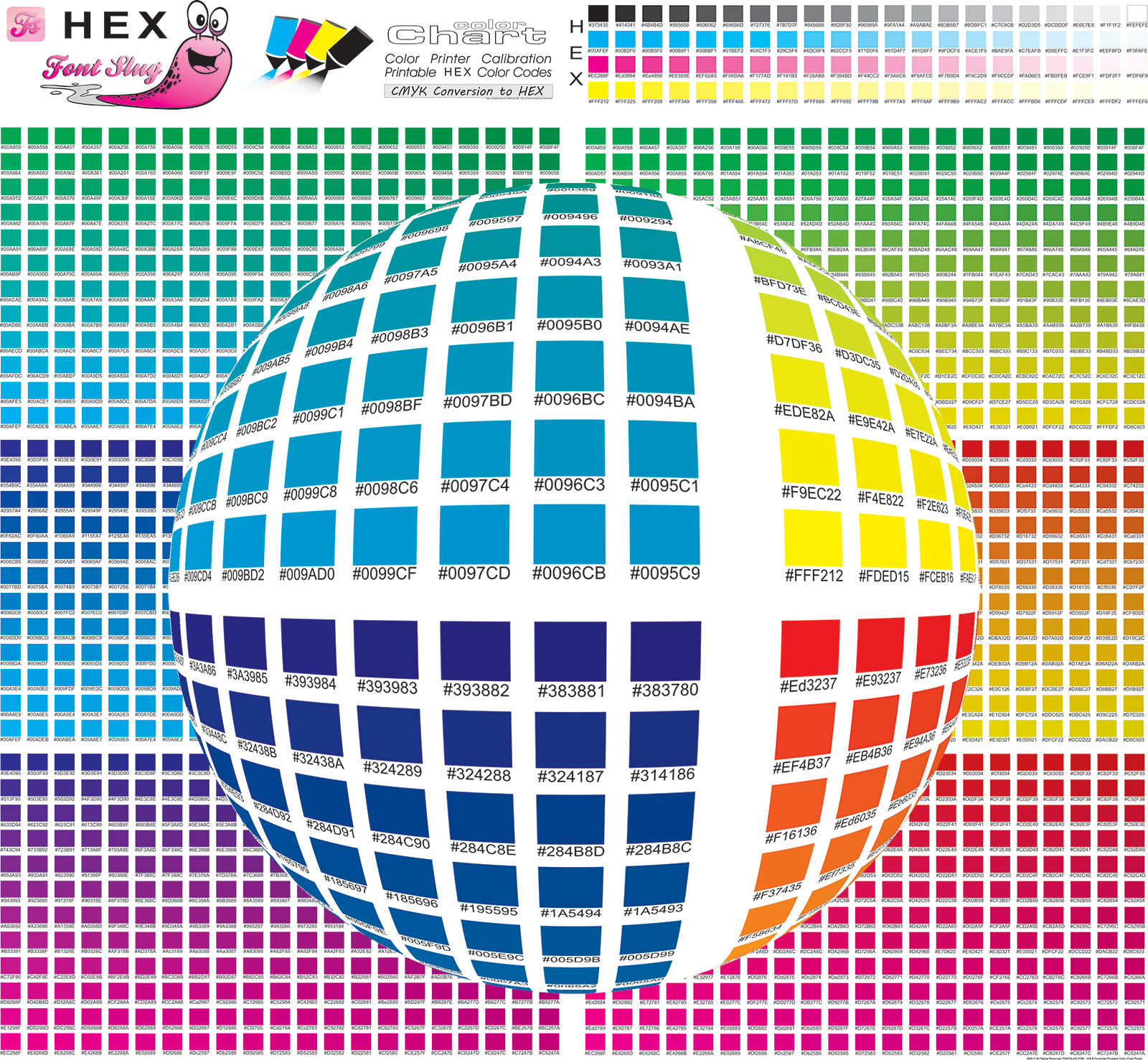 Printable HEX Color Chart Poster for Visual Creator Instant Download - Image 2