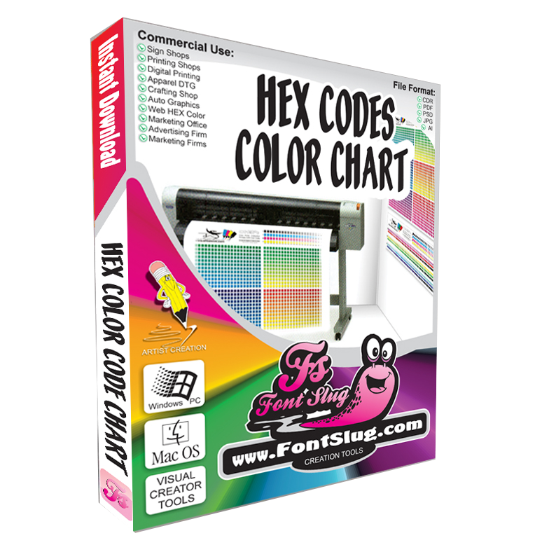 HEX Color Chart Printable Instant Download